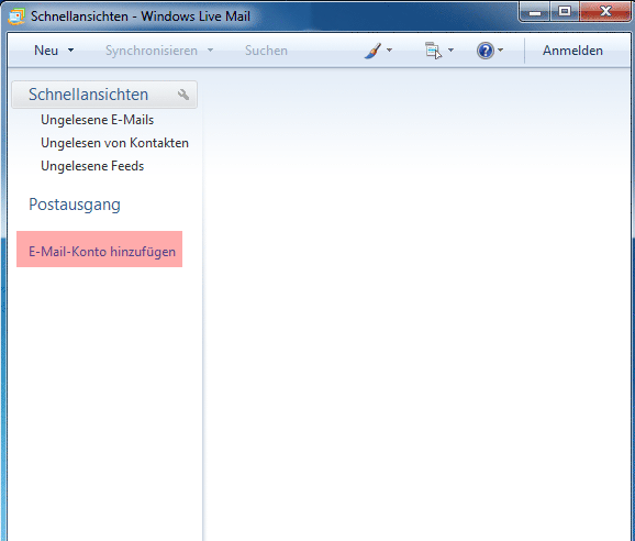 Mail in Windows 7 - E-Mail-Konto einrichten, Bild 1