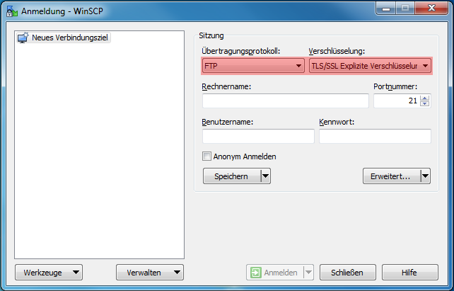 WinSCP 5.7.7 - Verbinden und Dateien hochladen, Bild 1