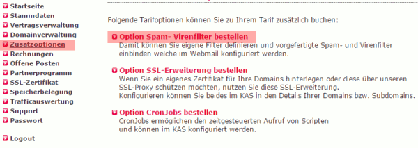 Spam- und Virenfilter - Bestellung des Spam- und Virenfilters, Bild 2