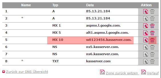 DNS-Werkzeuge - MX-Record mit Host ändern, Bild 3